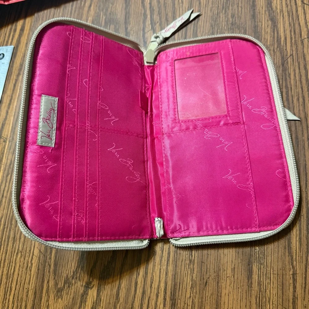 Vera Bradley Pink Paisley Zip Around Wallet Clutch Organizer Travel Bag